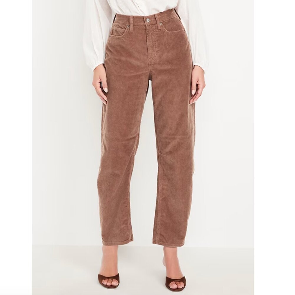 High-Waisted Barrel Ankle Corduroy Pants - Picture 4 of 5